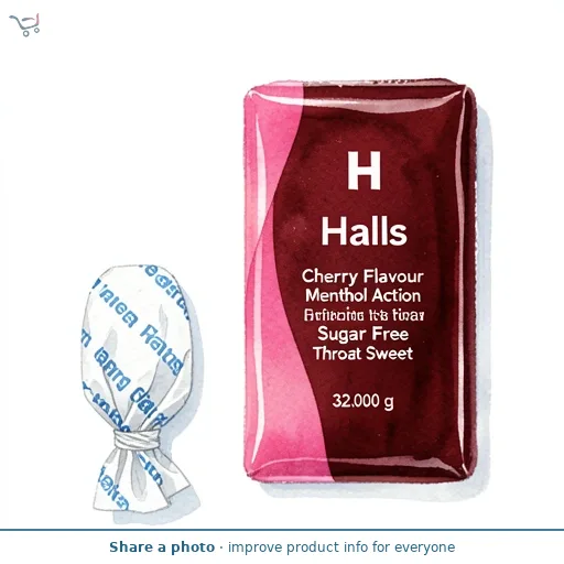Halls Cherry Flavour Menthol Action Sugar Free Throat Sweet