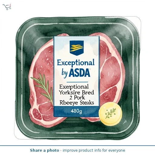 Exceptional by ASDA Exceptional Yorkshire Bred 2 Pork Ribeye Steaks 480g