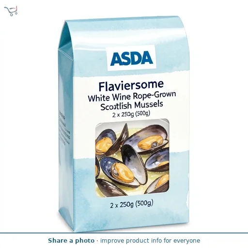 ASDA Flavoursome White Wine Rope-Grown Scottish Mussels 2 x 250g (500g)