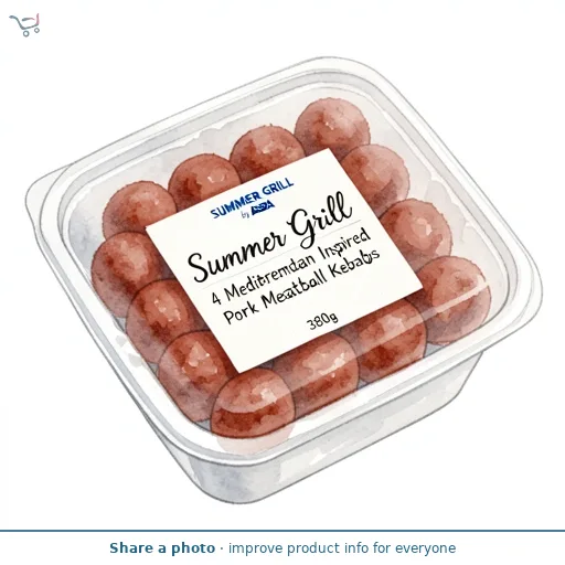 SUMMER GRILL by ASDA Summer Grill 4 Mediterranean Inspired Pork Meatball Kebabs 380g