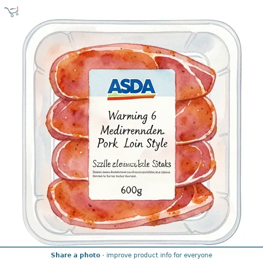 ASDA Warming 6 Mediterranean Style Pork Loin Sizzle Steaks 600g
