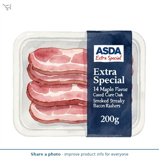 ASDA Extra Special Extra Special 14 Maple Flavour Cured Oak Smoked Streaky Bacon Rashers 200g