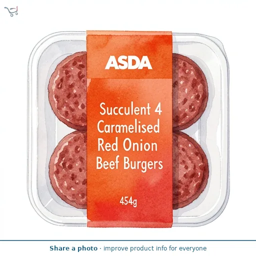 ASDA Succulent 4 Caramelised Red Onion Beef Burgers 454g