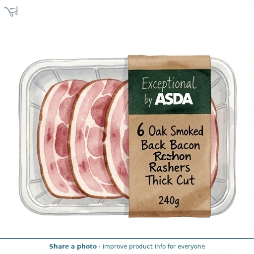 Exceptional by ASDA 6 Oak Smoked Back Bacon Rashers Thick Cut 240g