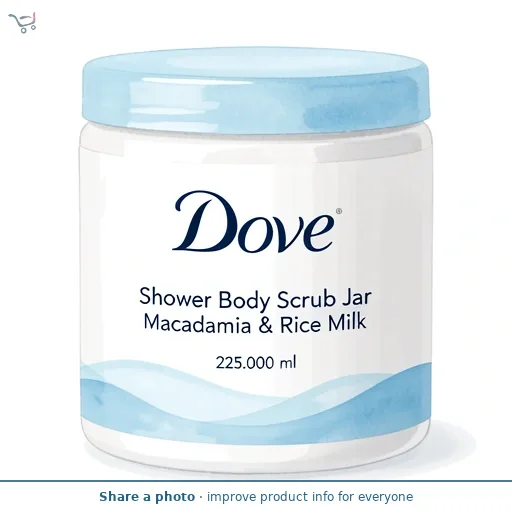 Dove Shower Body Scrub Jar Macadamia & Rice Milk 225ml