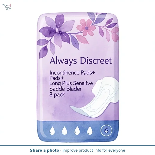 Always Discreet Incontinence Pads+ Long Plus For Sensitive Bladder x8