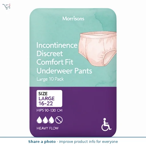 Morrisons Incontinence Discreet Comfort Fit Underwear Pants Large 10 Pack