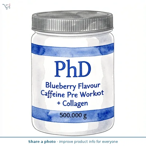 PhD Blueberry Flavour Caffeine Pre Workout + Collagen 500g
