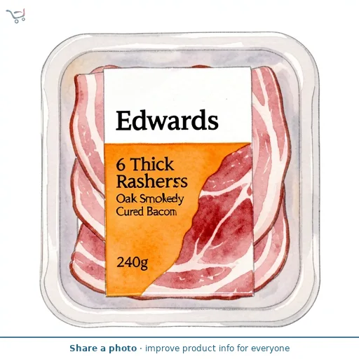 Edwards 6 Thick Rashers Oak Smoked Dry Cured Bacon 240g