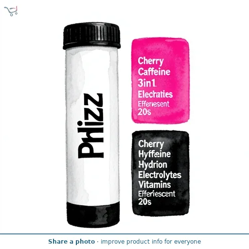 Phizz Cherry Caffeine 3in1 Hydration Electrolytes Vitamins Effervescent 20s