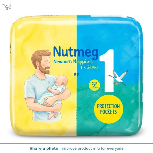 Nutmeg Newborn Nappies Size 1 x 24 Pack