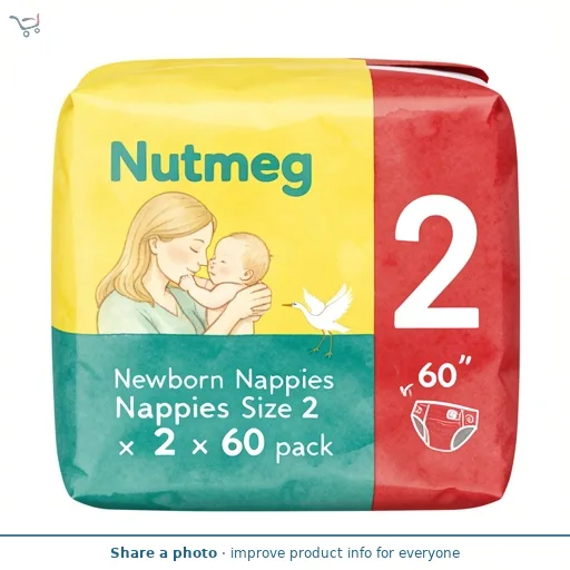 Nutmeg Newborn Nappies Size 2 x 60 pack