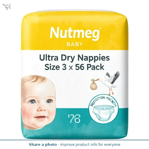 Nutmeg Ultra Dry Nappies Size 3 x 56 Pack