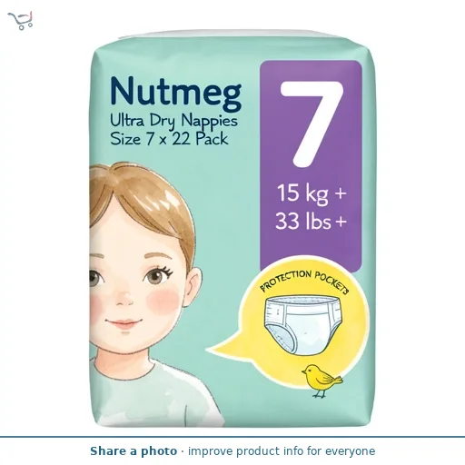 Nutmeg Ultra Dry Nappies Size 7 x 22 Pack