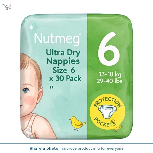 Nutmeg Ultra Dry Nappies Size 6 x 30 Pack
