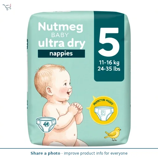 Nutmeg Ultra Dry Nappies Size 5 x 40 Pack