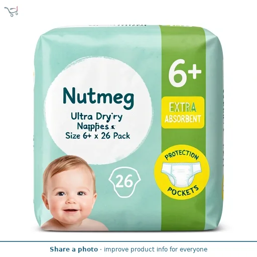 Nutmeg Ultra Dry Nappies Size 6+ x 26 Pack