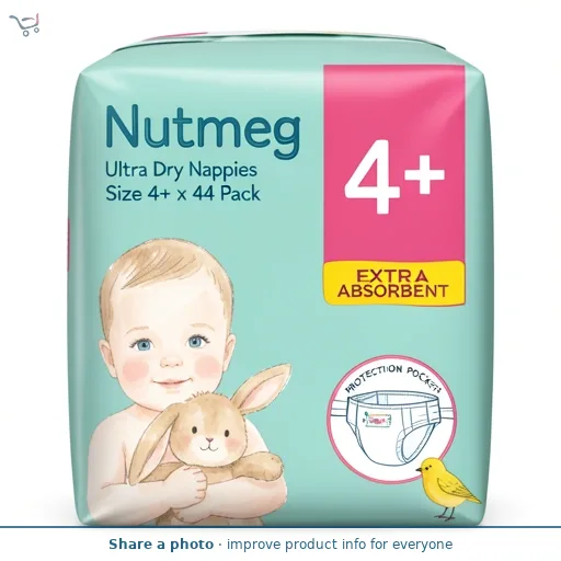 Nutmeg Ultra Dry Nappies Size 4+ x 44 Pack