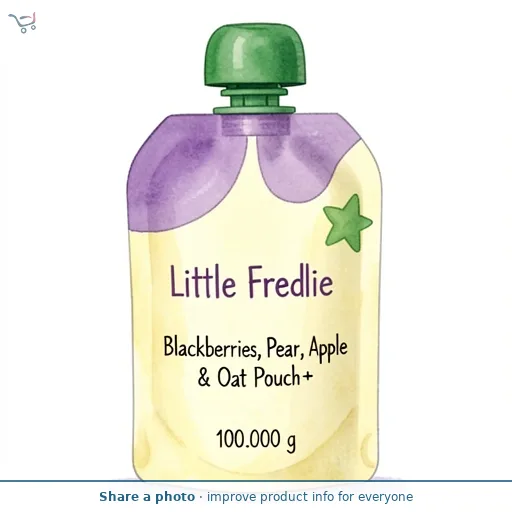 Little Freddie Blackberries, Pear, Apple & Oat Pouch 6 Months+ 100G