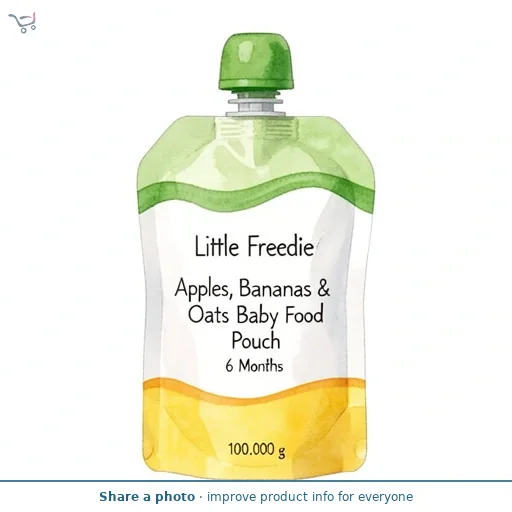 Little Freddie Apples, Bananas & Oats Baby Food Pouch 6 Months 100G