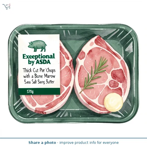 Exceptional by ASDA Thick Cut Pork Chops with a Bone Marrow & Sea Salt Basting Butter 570g
