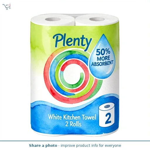 Plenty White Kitchen Towel 2 Rolls