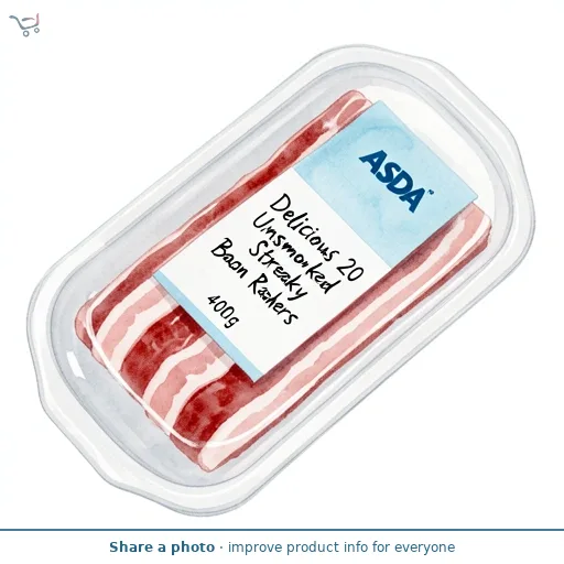 ASDA Delicious 20 Unsmoked Streaky Bacon Rashers 400g
