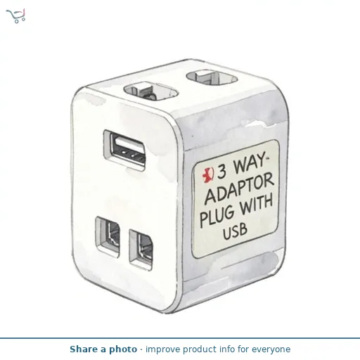 Morrisons 3 Way Adaptor Plug With Usb