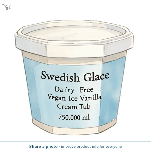 Swedish Glace Vanilla Dairy Free Vegan Ice Cream Tub Dessert 750ml