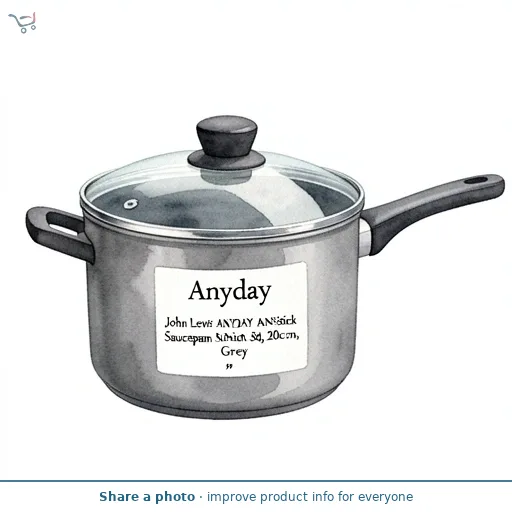 John Lewis ANYDAY Aluminium Non-Stick Saucepan & Lid, 20cm, Grey