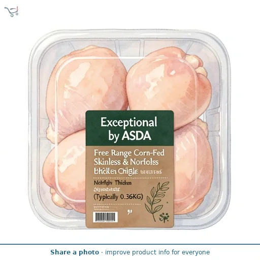 Exceptional by ASDA Free Range Corn-Fed Skinless & Boneless Norfolk Chicken Thighs (Typically 0.36KG)