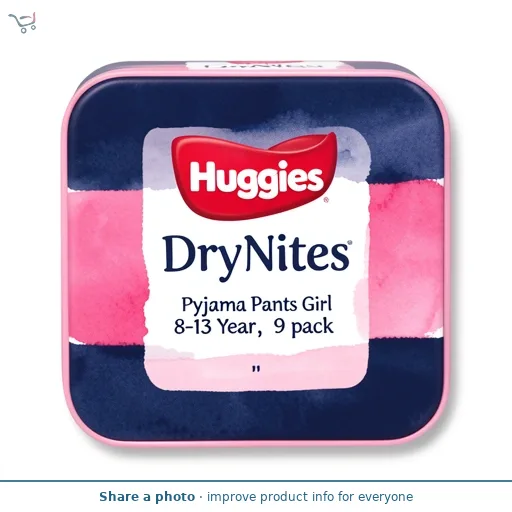 Huggies DryNites Pyjama Pants Girl 8-13 Year, 9 pack
