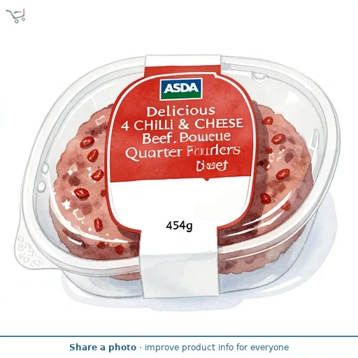 ASDA Delicious 4 Chilli & Cheese Beef Quarter Pounders 454g