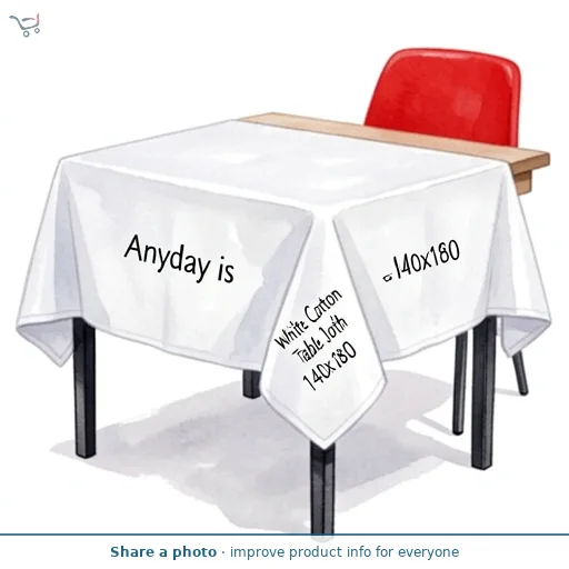 Anyday White Cotton Table Cloth 140x180