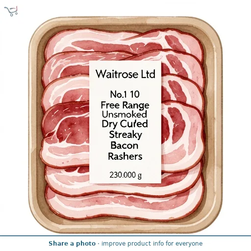 No.1 10 Free Range Unsmoked Dry Cured Streaky Bacon Rashers