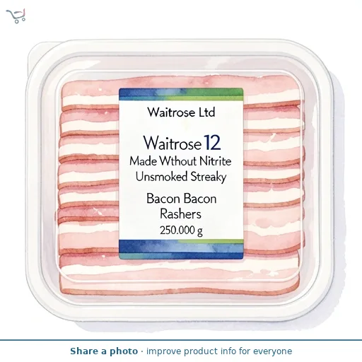 Waitrose 12 Made Without Nitrite Unsmoked Streaky Bacon Rashers