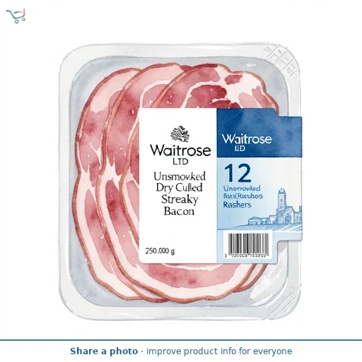 Waitrose 12 Unsmoked Dry Cured Streaky Bacon Rashers
