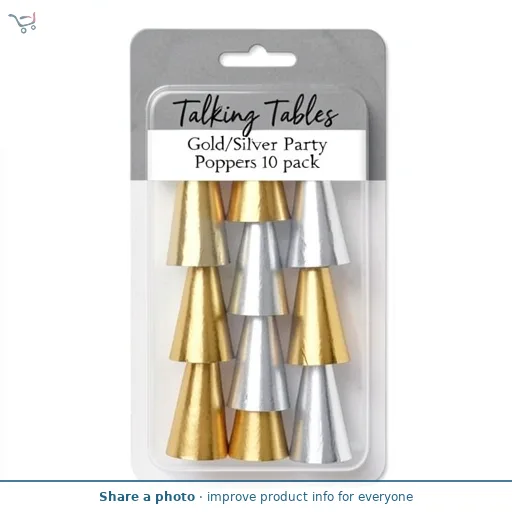 Talking Tables Gold\u002FSilver Party Poppers 10 pack