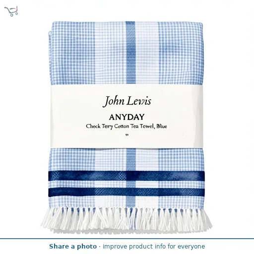 John Lewis ANYDAY Check Terry Cotton Tea Towel, Blue