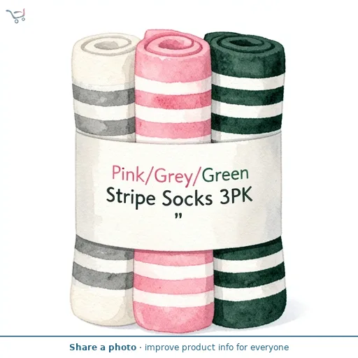 Pink\u002FGrey\u002FGreen Stripe Socks 3PK