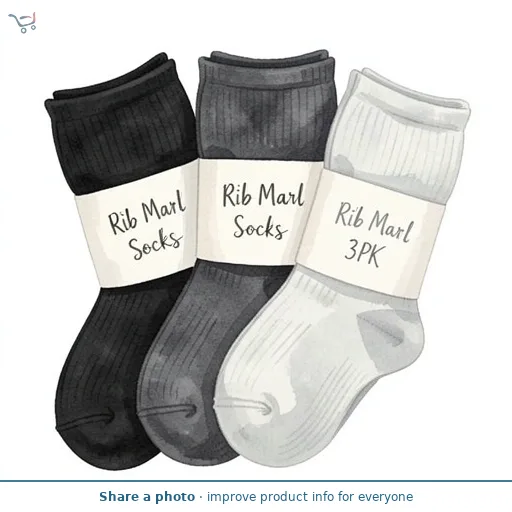 Grey Rib Marl Socks 3PK