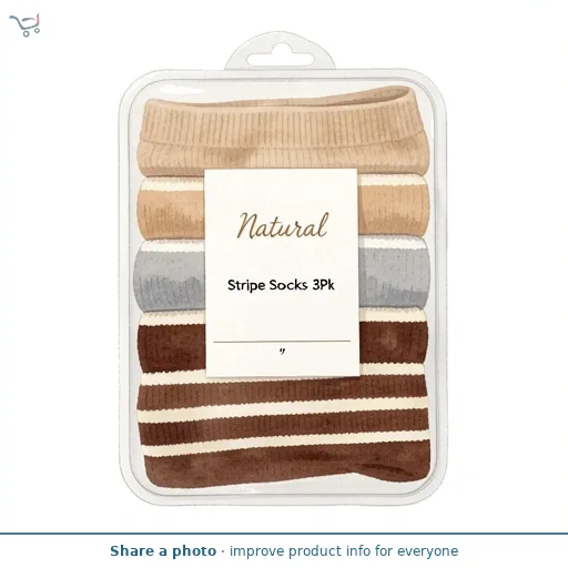 Natural Stripe Socks 3Pk