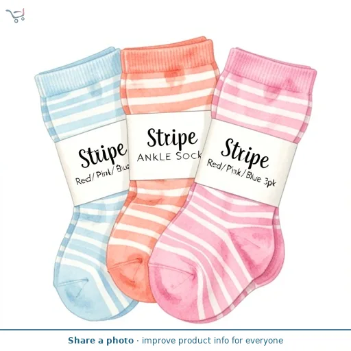Stripe Ankle Sock Red\u002F Pink\u002F Blue 3pk