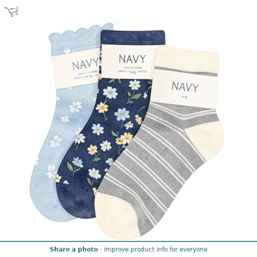 NAVY DITSY & STRIPE ANKLE HIGH SOCKS 3 PK