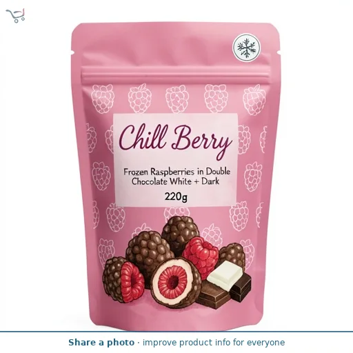 Chill Berry Frozen Raspberries in Double Chocolate White + Dark 220g