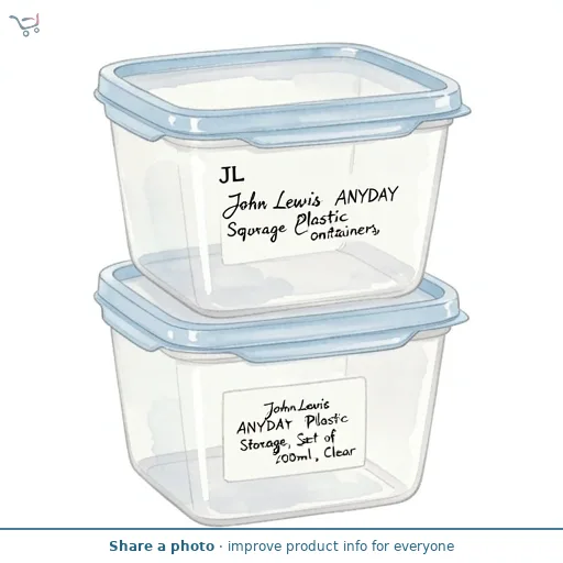 John Lewis ANYDAY Square Plastic Storage Containers, Set of 2, 700ml, Clear