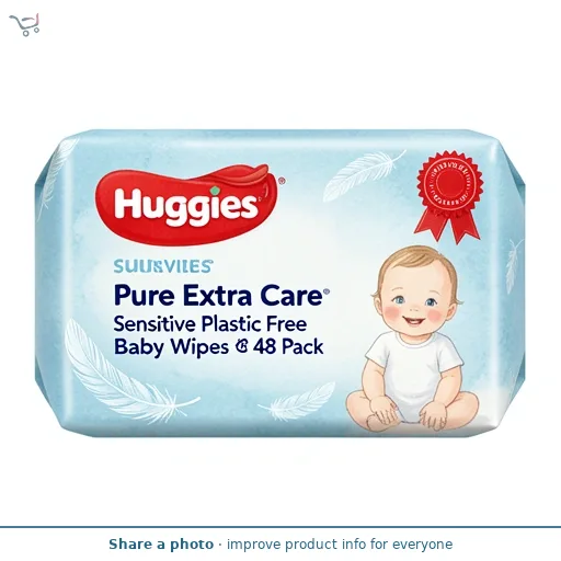 Huggies Pure Extra Care Sensitive Plastic Free Baby Wipes 48 Pack