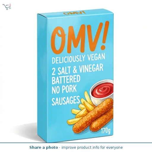 OMV! Deliciously Vegan Omv! 2 Salt & Vinegar Battered No Pork Sausages 170g