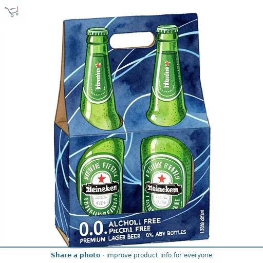 Heineken 0.0 Alcohol Free Premium Lager Beer 0% ABV Bottles 4x330ml
