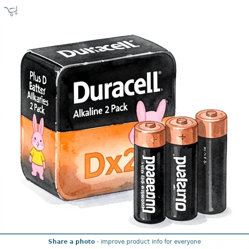 Duracell Plus D Batteries Alkaline 2 Pack